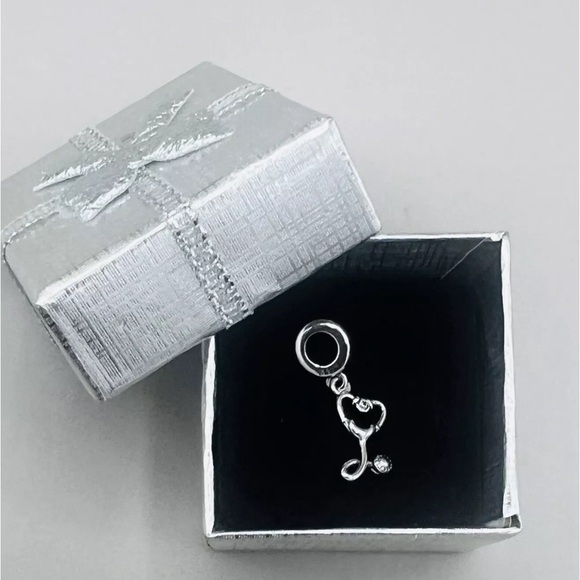 New ♥️ Heart Stethoscope Dangle Charm S925 Sterling Silver Fits Pandora Jewlery - Picture 5 of 9